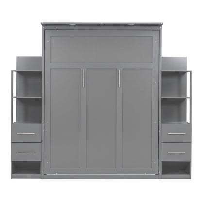 Murphy Wall Bed With Shelves, Drawers And LED Lights