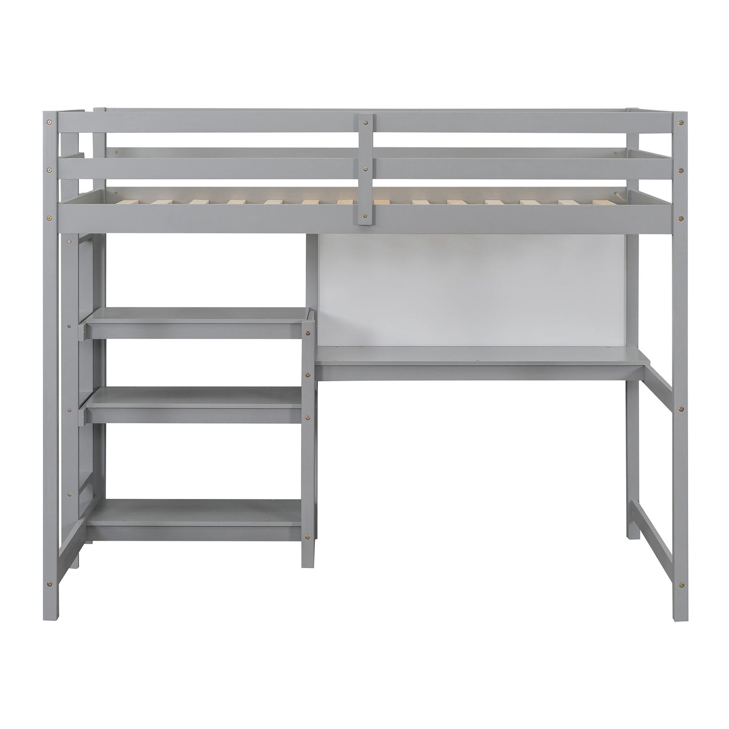 Loft Bed With Shelves, Desk And Writing Board