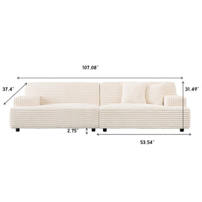 Modern Comfortable Cloud Sofa, Soft Plush Corduroy With Square Armrests