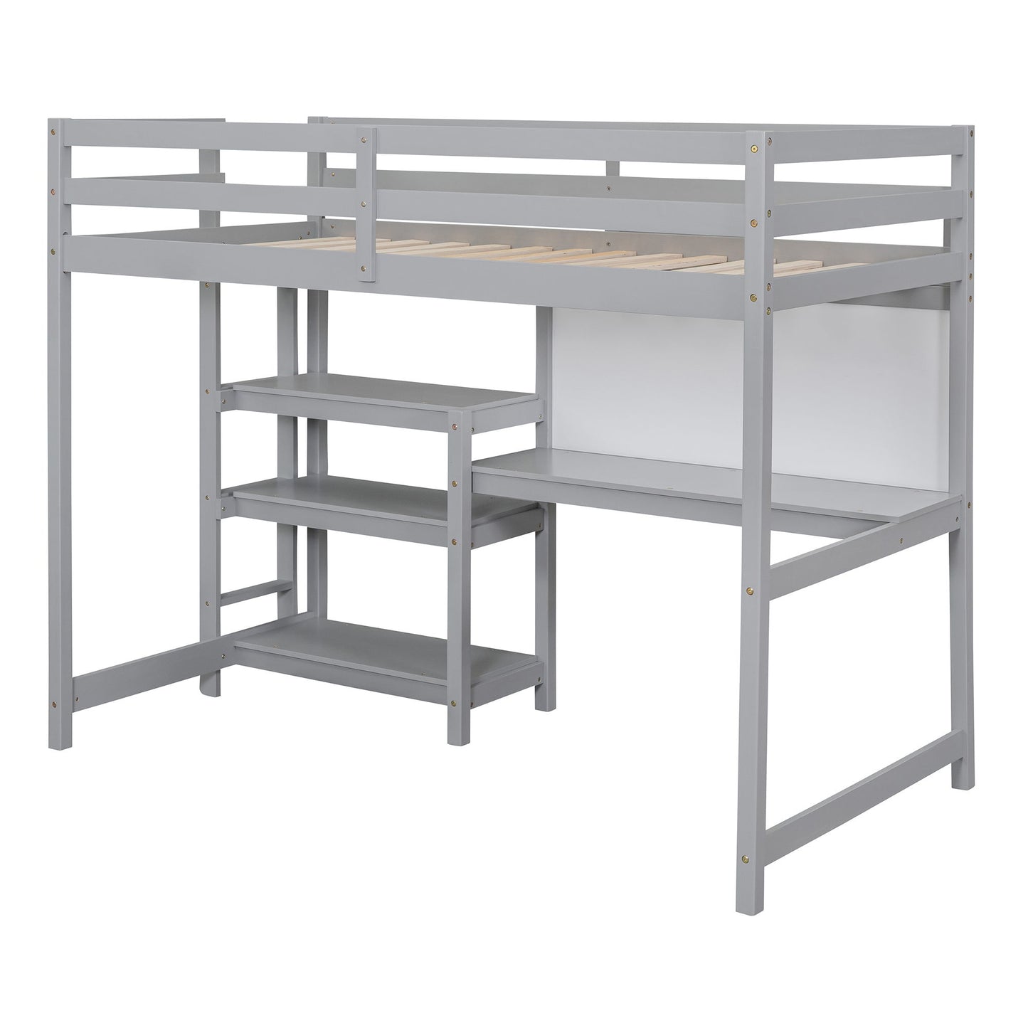 Loft Bed With Shelves, Desk And Writing Board