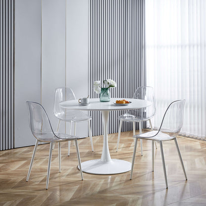 Transparent Plastic Seat Dining Chair (Set of 4)