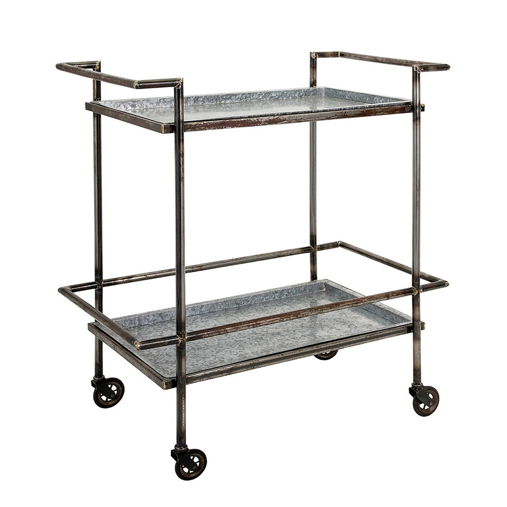Percy Galvanized Metal Bar Cart - Gray