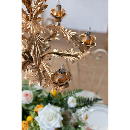 6 Light Metal Chandelier, Hanging Light Fixture With Adjustable Chain For Kitchen Dining Room Foyer Entryway, Bulb Not Included - Gold