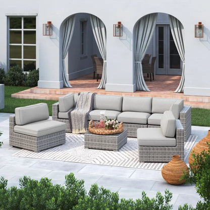 Seating Set With Cushions Handcrafted Wicker Design