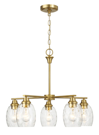 Elegance 5 Lights Linear Arms With Chain Chandelier - Clear / Gold