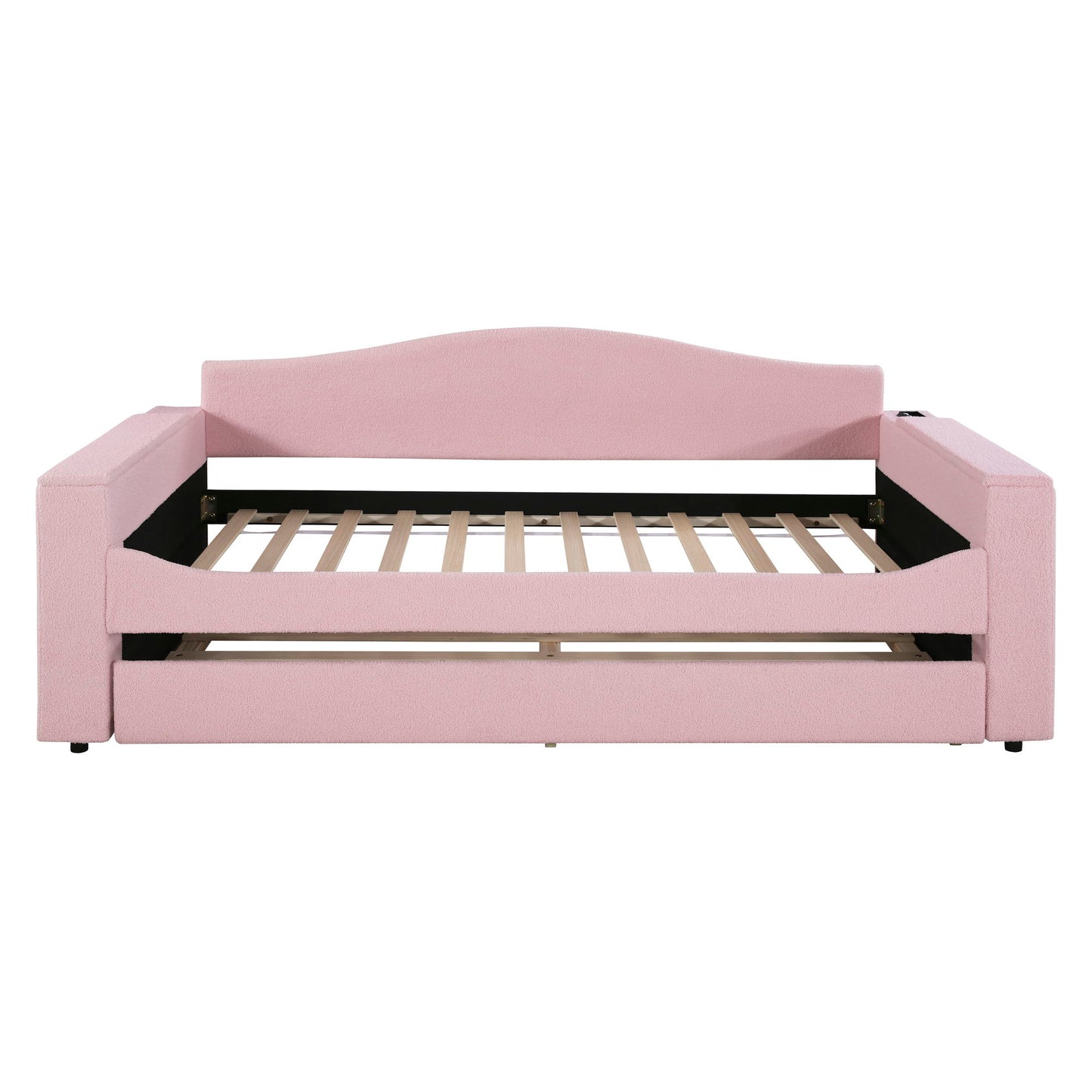 Upholstered Daybed With Storage Armrests, Trundle And Latest Integrated Bluetooth Audio System