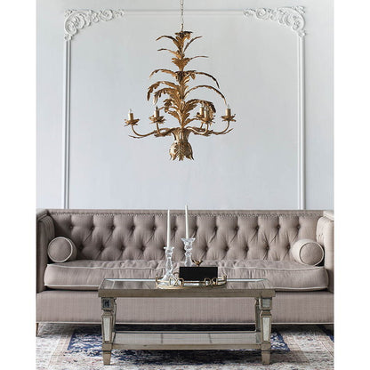6 Light Metal Chandelier, Hanging Light Fixture With Adjustable Chain For Kitchen Dining Room Foyer Entryway, Bulb Not Included - Gold