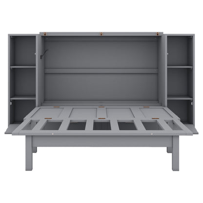 Murphy Bed With Shelves, Drawers And USB Ports