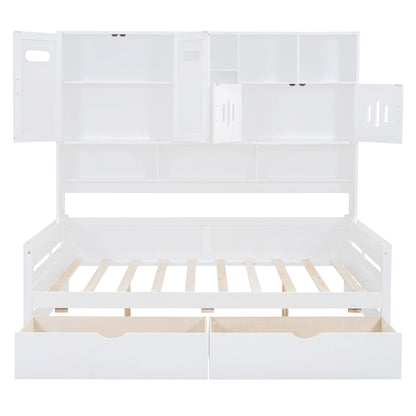 Daybed With All-In-One Cabinet And Shelf