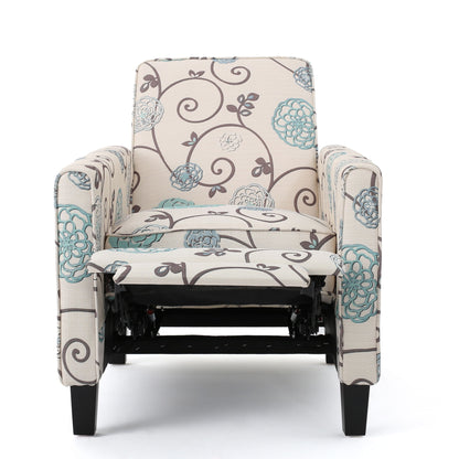 Floral Print Push Back Chair For Elegant Home Decor - White / Blue