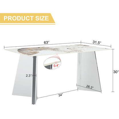 Pandora - Patterned Sintered Stone Dining Table With Stainless Steel Butterfly Legs