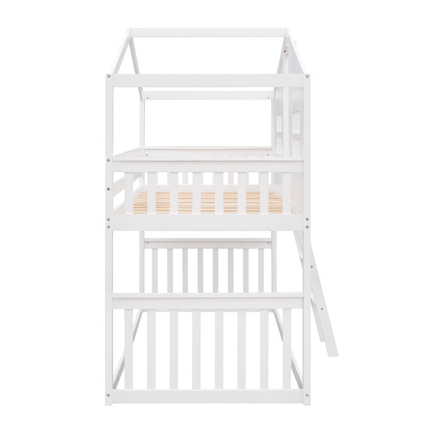 House Bunk Bed With Ladder, Wood Bed