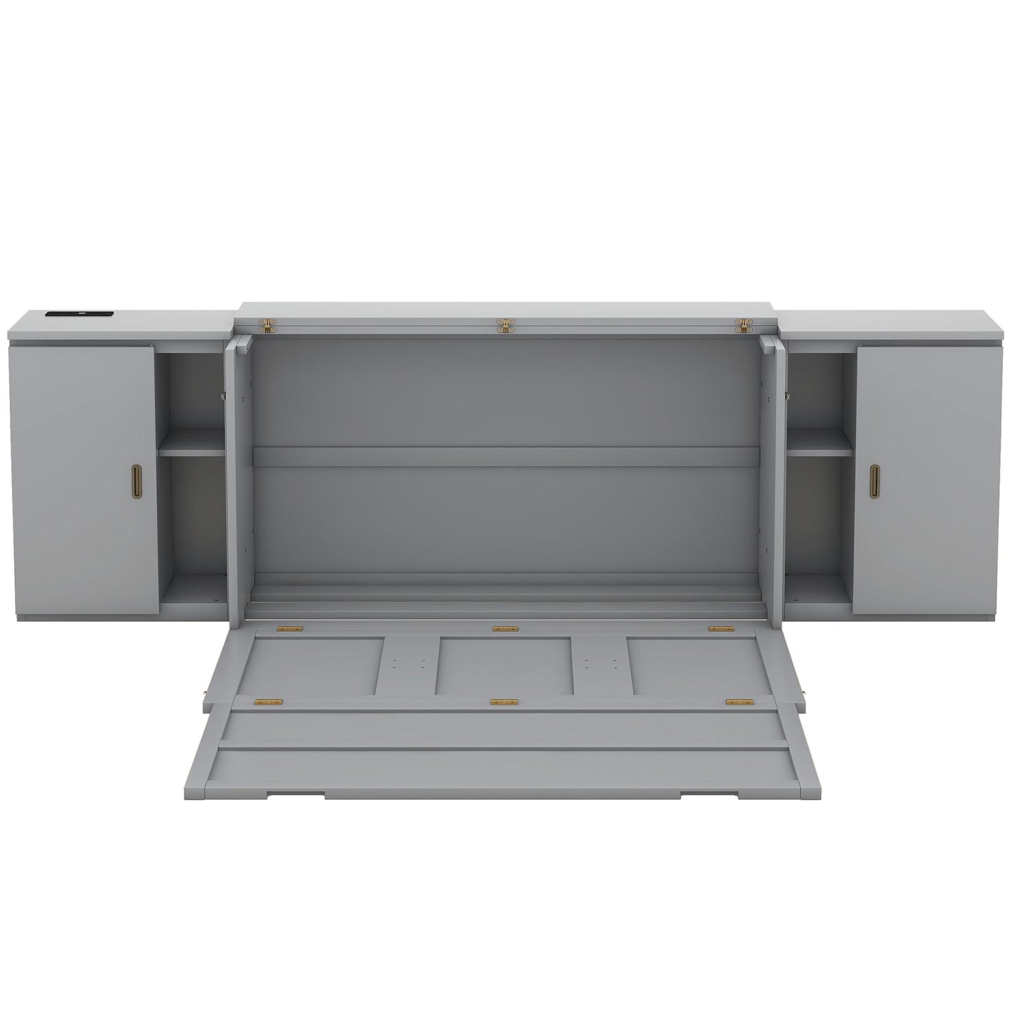 Murphy Bed With Shelves, Cabinets And USB Ports