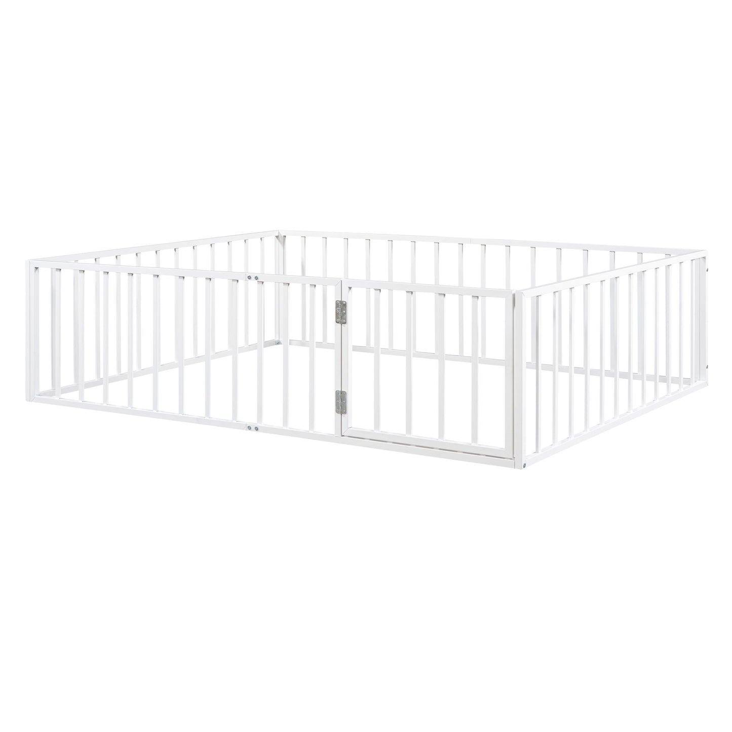 Metal Floor Bed Frame With Fence And Door