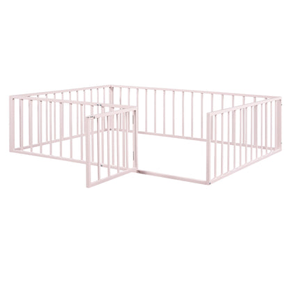Metal Floor Bed Frame With Fence And Door
