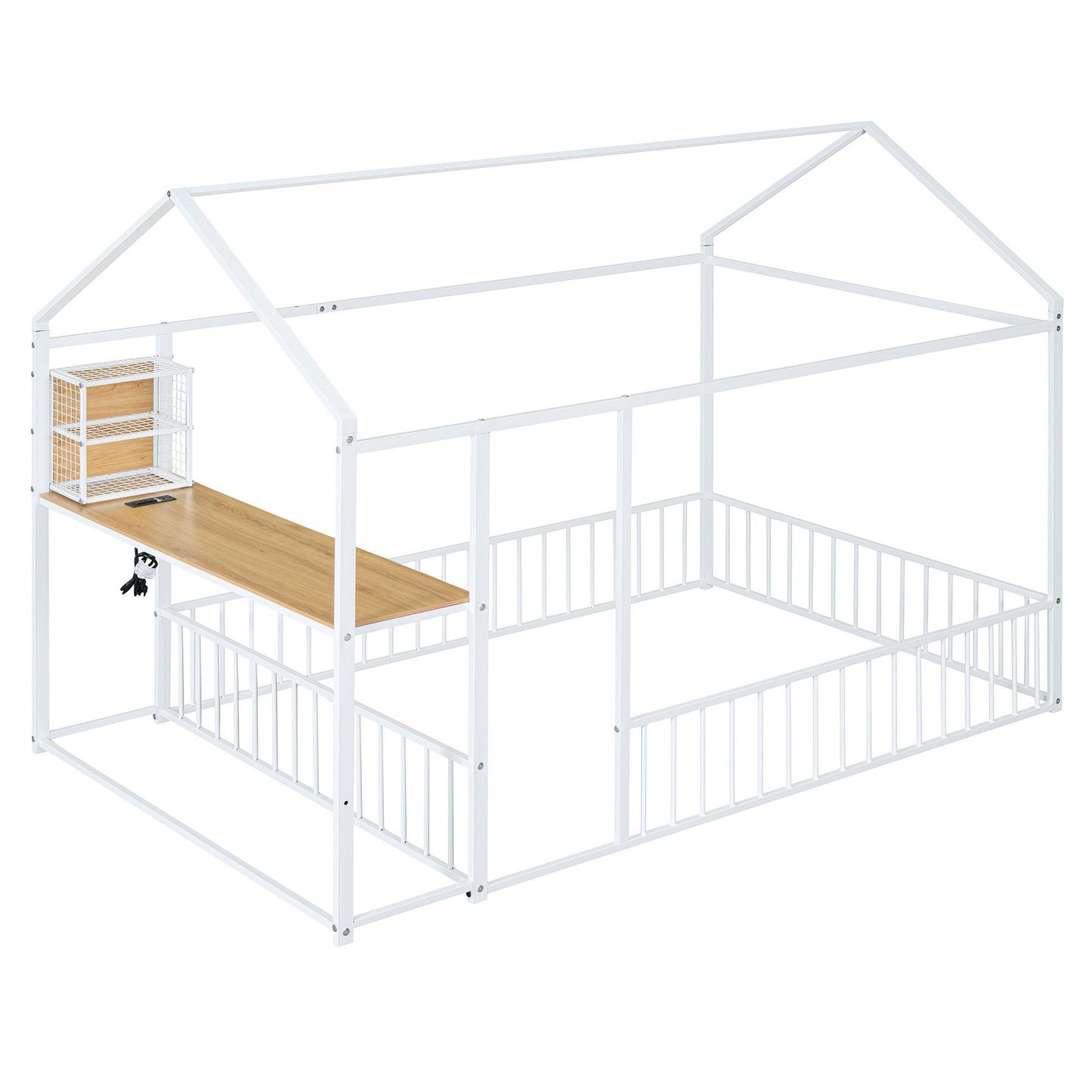House Frame With Desk, Shelves, Power Outlets And USB Ports