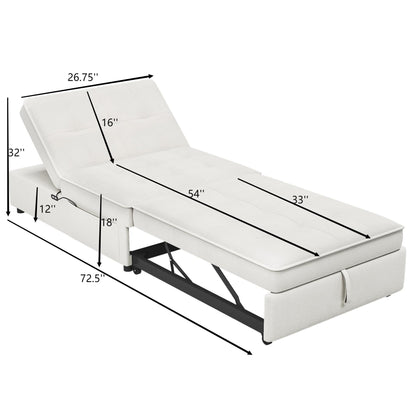 4 In 1 Sofa Bed, Multi Function Folding Ottoman Bed With Storage Pocket And USB Port For Small Room Apartment