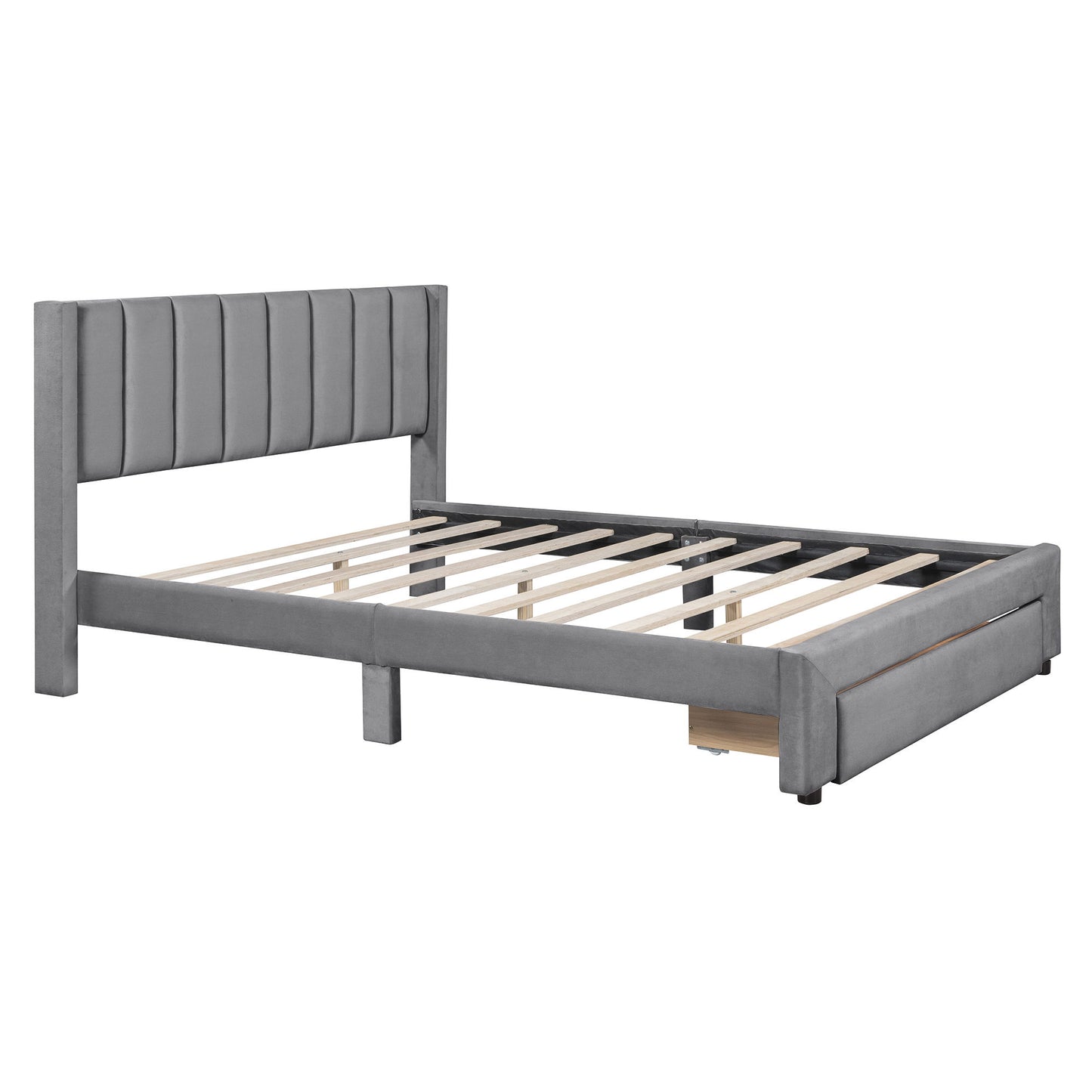 Storage Elegant Upholstered Platform Bed With Drawer