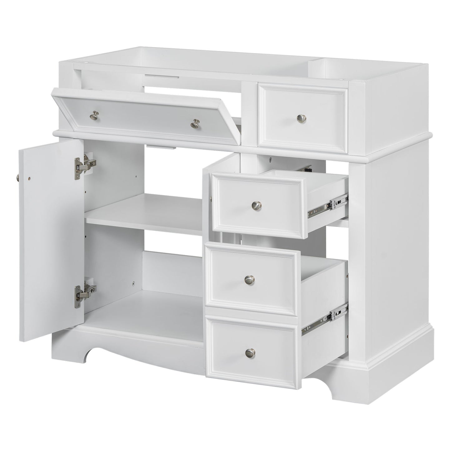 Vanity Without Basin Sink, Frame Bathroom Storage Cabinet, Freestanding Vanity With 3 Drawers & Adjustable Shelf