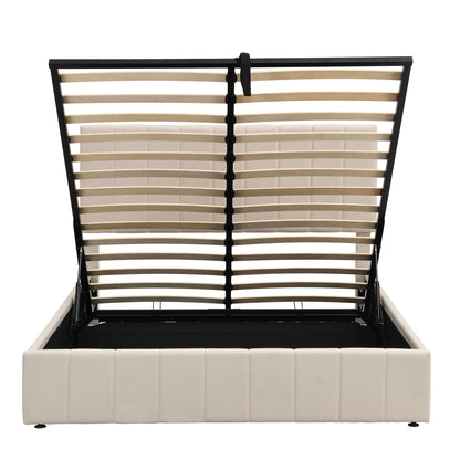Elegant Upholstered Platform Bed With Hydraulic Storage System