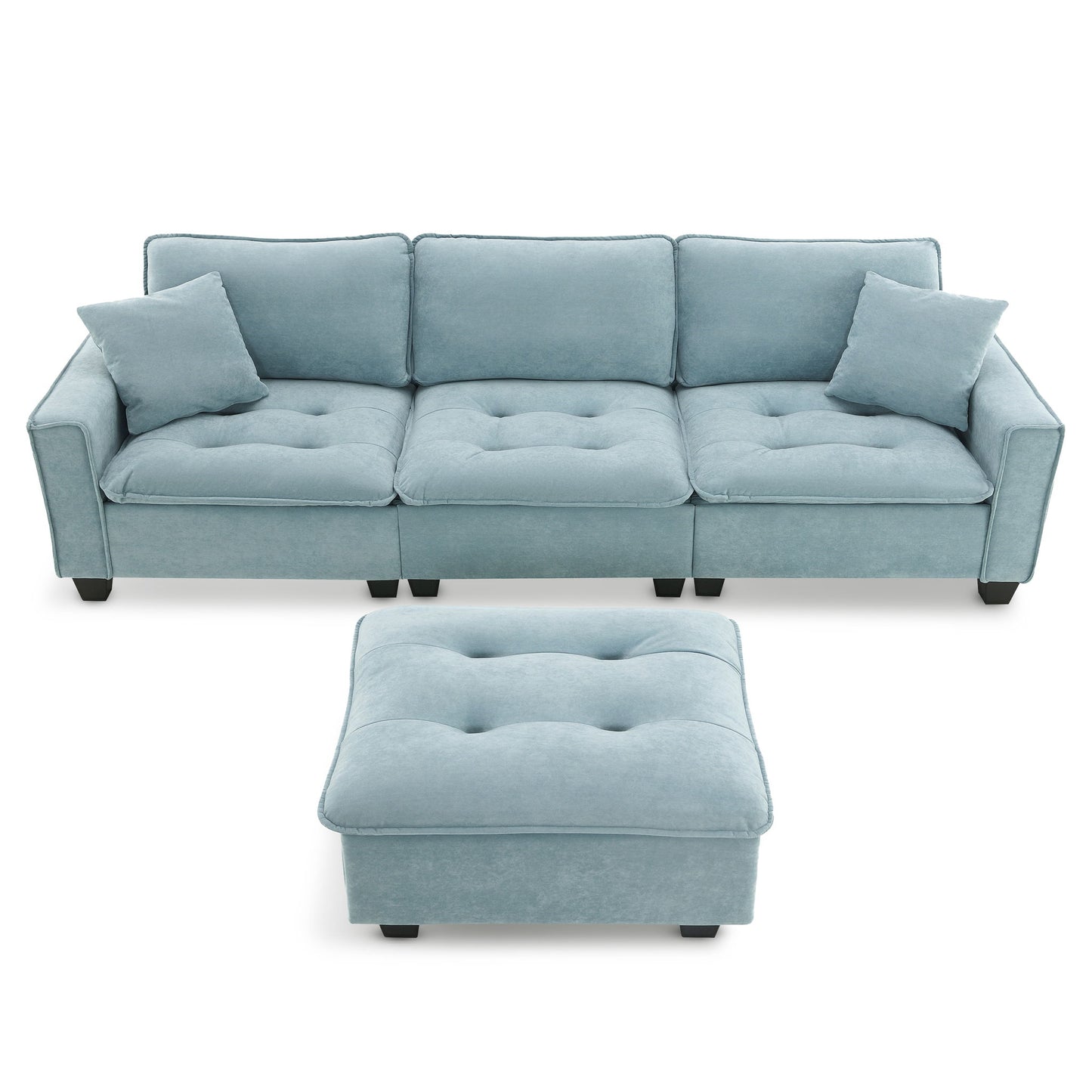 Modern Convertible Sectional L Shaped Reversible Couch Set With Free Pillows 4 Seat Suede Sleeper Sofa With Ottoman