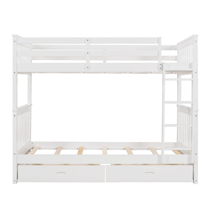 Bunk Bed With Ladders And 2 Storage Drawers