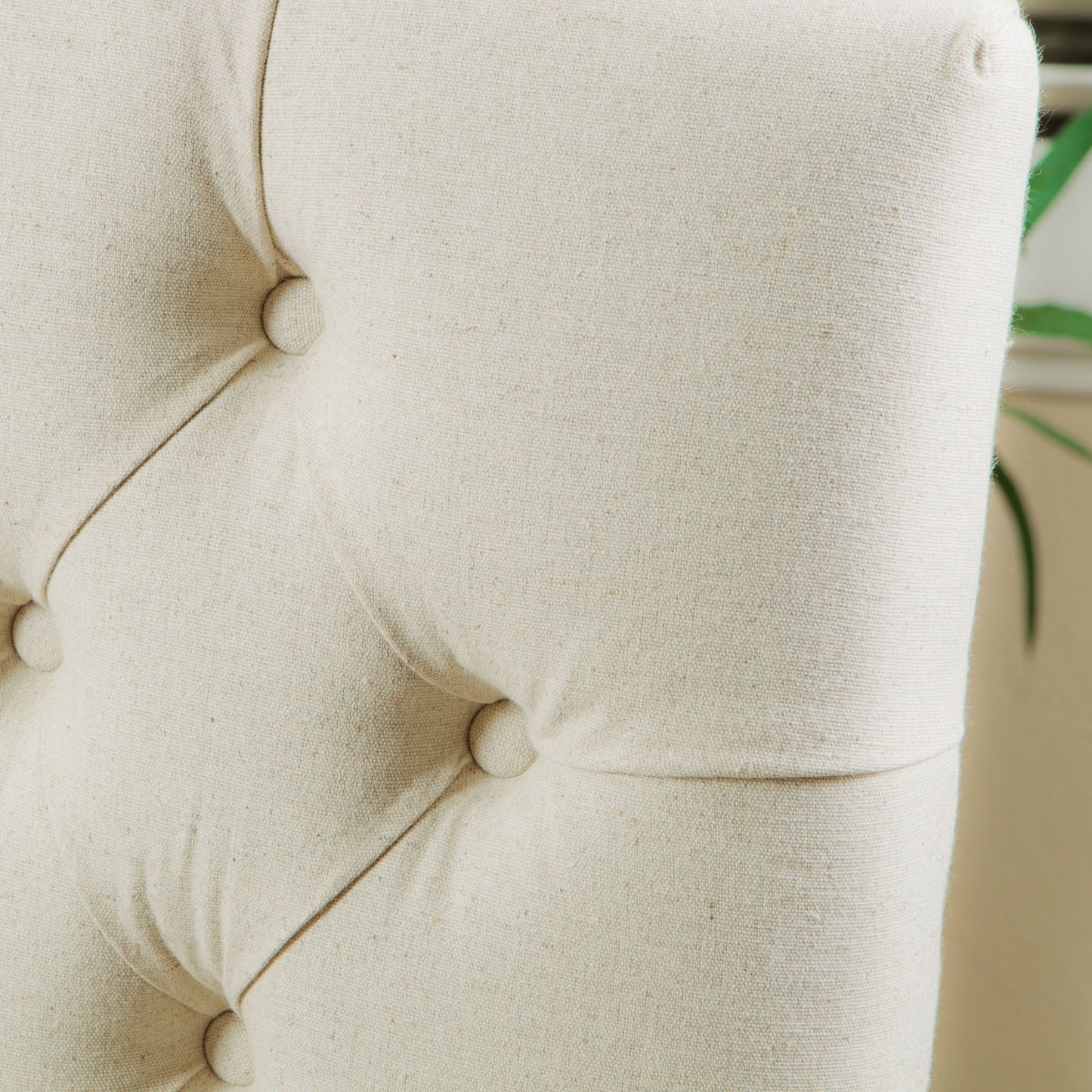 Harriet - Tufted Dining Chair Set Modern Farmhouse Style - Ivory Linen