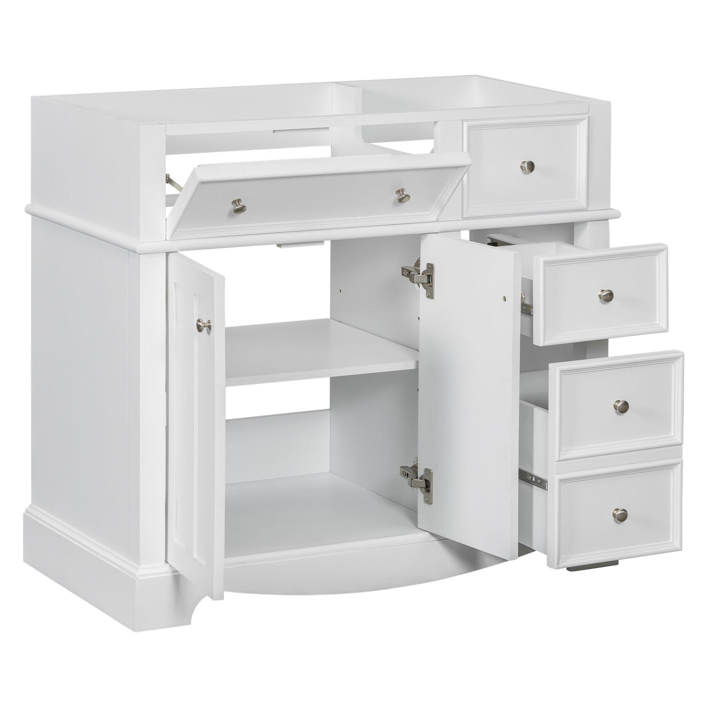 Vanity Without Basin Sink, Frame Bathroom Storage Cabinet, Freestanding Vanity With 3 Drawers & Adjustable Shelf