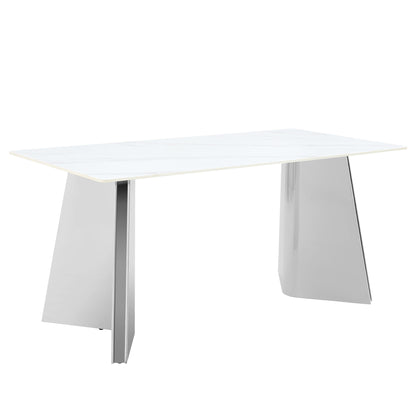 Modern Marble Patterned Dining Table With Stainless Steel Butterfly Legs