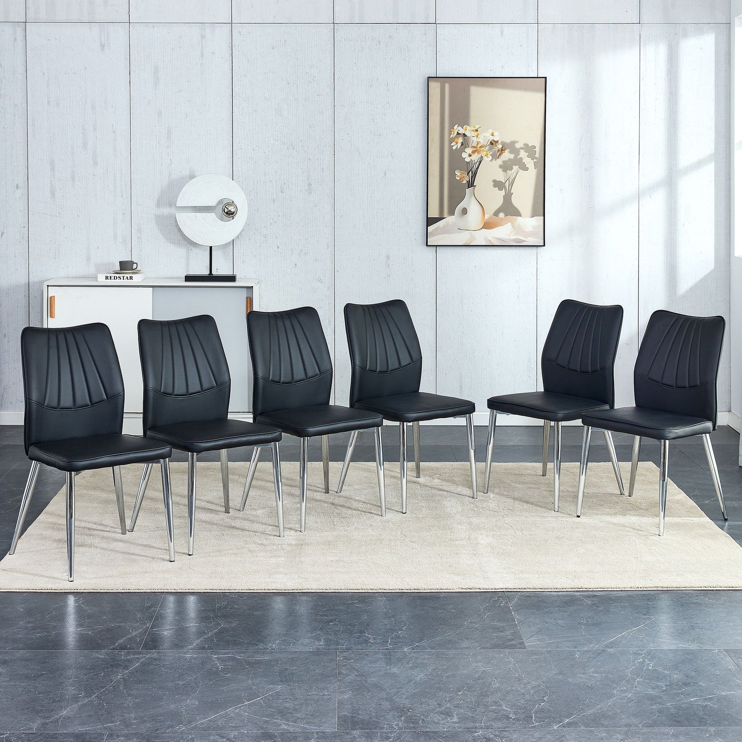 Modern Middle Ages Style Dining Chairs With Cushions And Metal Legs