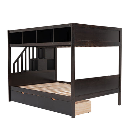 Bunk Bed With Shelfs, Storage Staircase And 2 Drawers