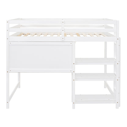 Loft Bed With Shelves, Desk And Writing Board