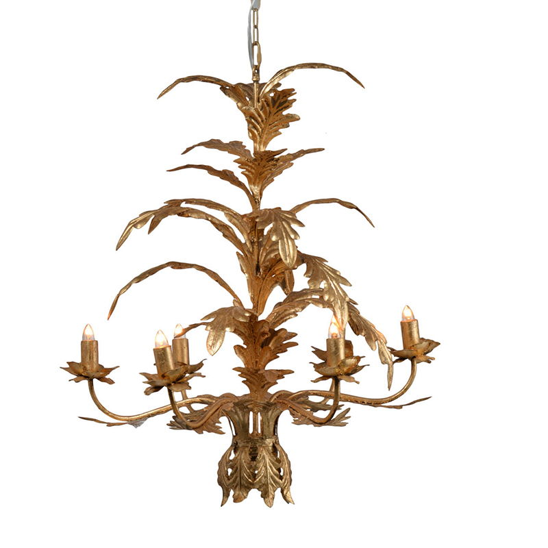 6 Light Metal Chandelier, Hanging Light Fixture With Adjustable Chain For Kitchen Dining Room Foyer Entryway, Bulb Not Included - Gold