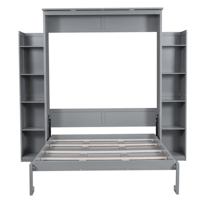 Wall Murphy Bed With Shelves And LED Lights