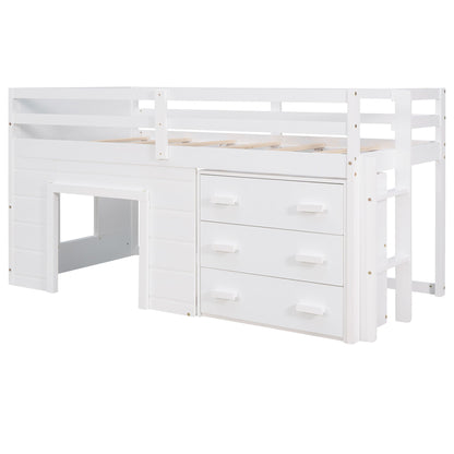 Loft Bed With Cabinet And Shelf