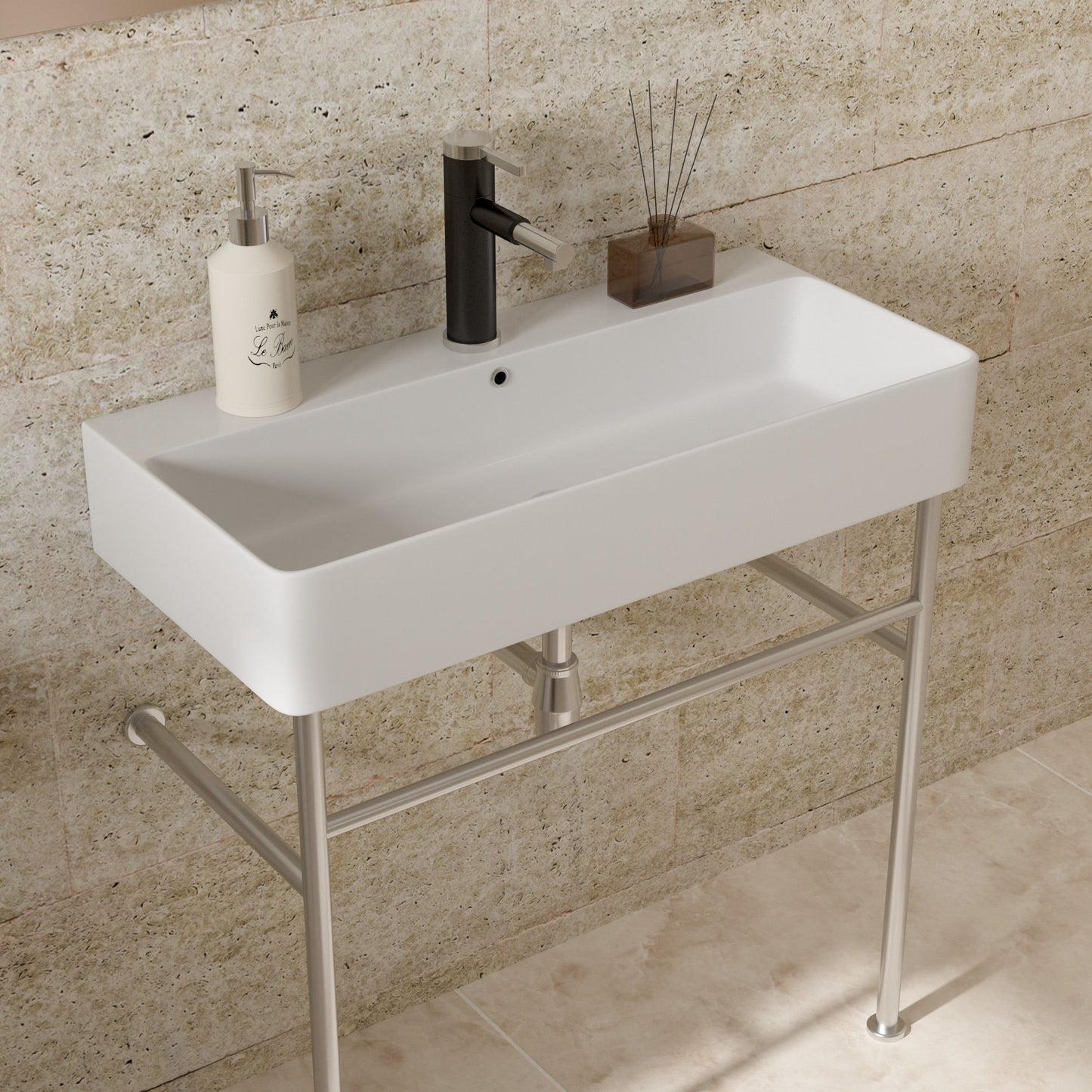 Ceramic Console Bathroom Sink With Overflow