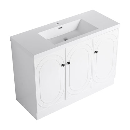 Contemporary Freestanding Bathroom Vanity With Resin Sink & Soft-Close Cabinet Doors