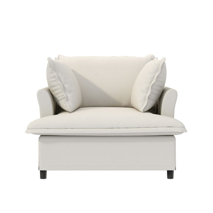 Oversized Single Seat Sofa Module For Modular Sectional Wide Seat, Armchair With Pillows Modern Upholstered Comfy Single Couch Lounge