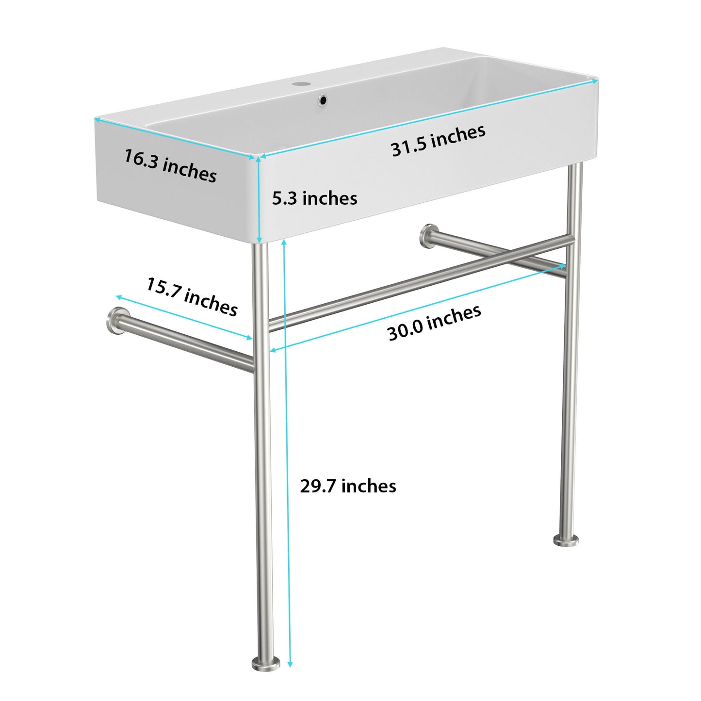 Ceramic Console Bathroom Sink With Overflow