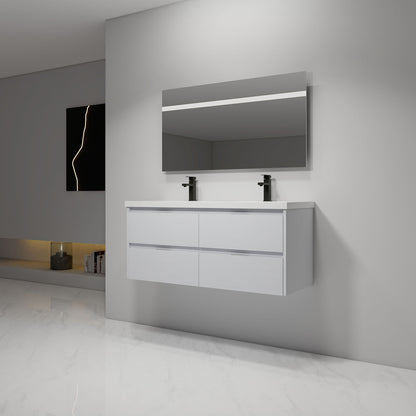 Modern Floating Bathroom Vanity With Dual Resin Sink, Soft Close Drawers