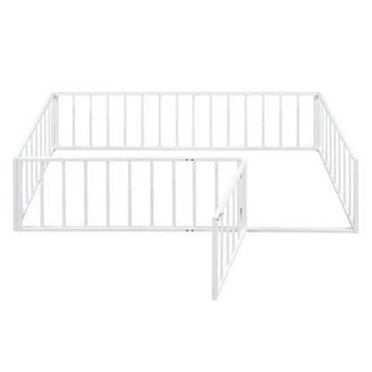 Metal Floor Bed Frame With Fence And Door