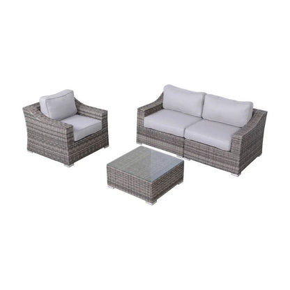 Outdoor Wicker Conversation Set With Cushions, All Weather