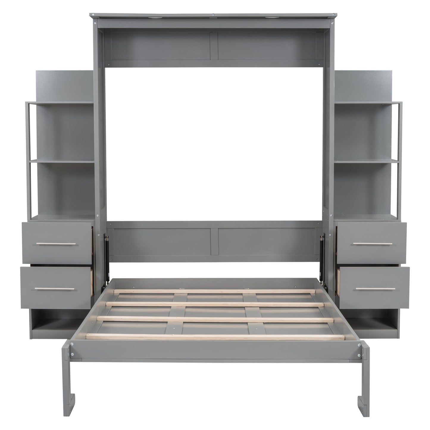 Murphy Wall Bed With Shelves, Drawers And LED Lights