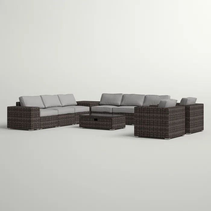 Stylish Rattan Wicker Person Seating Group With Premium Sunbrella Cushions Perfect For Outdoor Entertaining