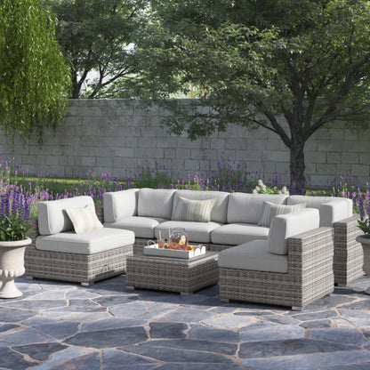 Seating Set With Cushions Handcrafted Wicker Design
