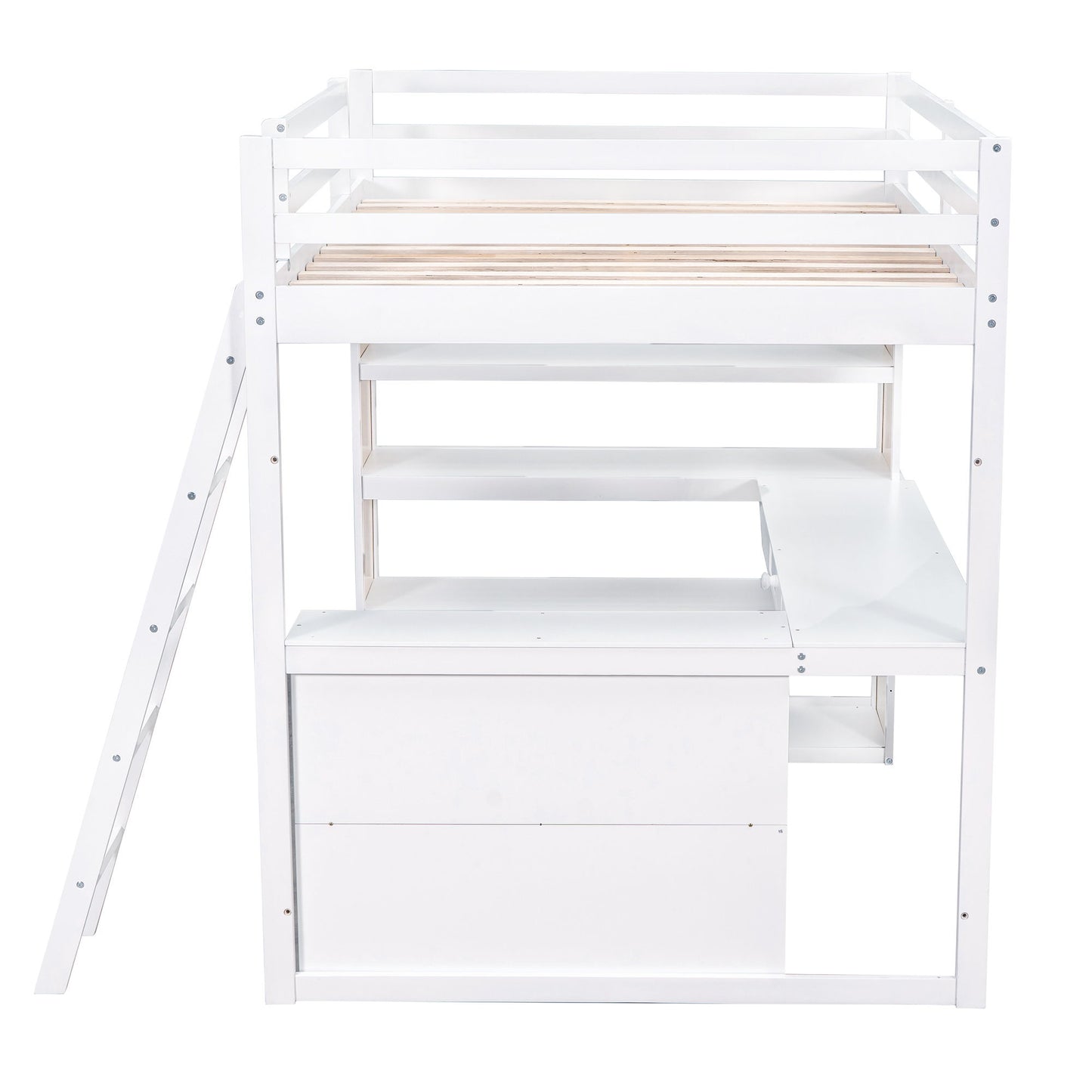 Loft Bed With Ladder, Shelves, And Desk