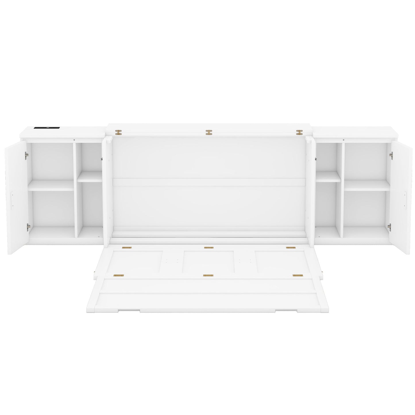 Murphy Bed With Shelves, Cabinets And USB Ports
