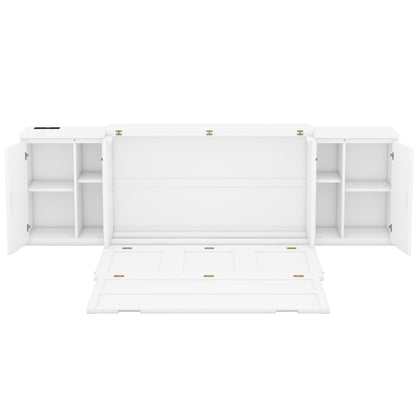 Murphy Bed With Shelves, Cabinets And USB Ports