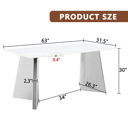 Modern Marble Patterned Dining Table With Stainless Steel Butterfly Legs