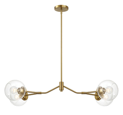 Jewel - 4 Lights Modern Farmhouse Chandelier Ceiling Hanging Light Fixture - Clear / Gold